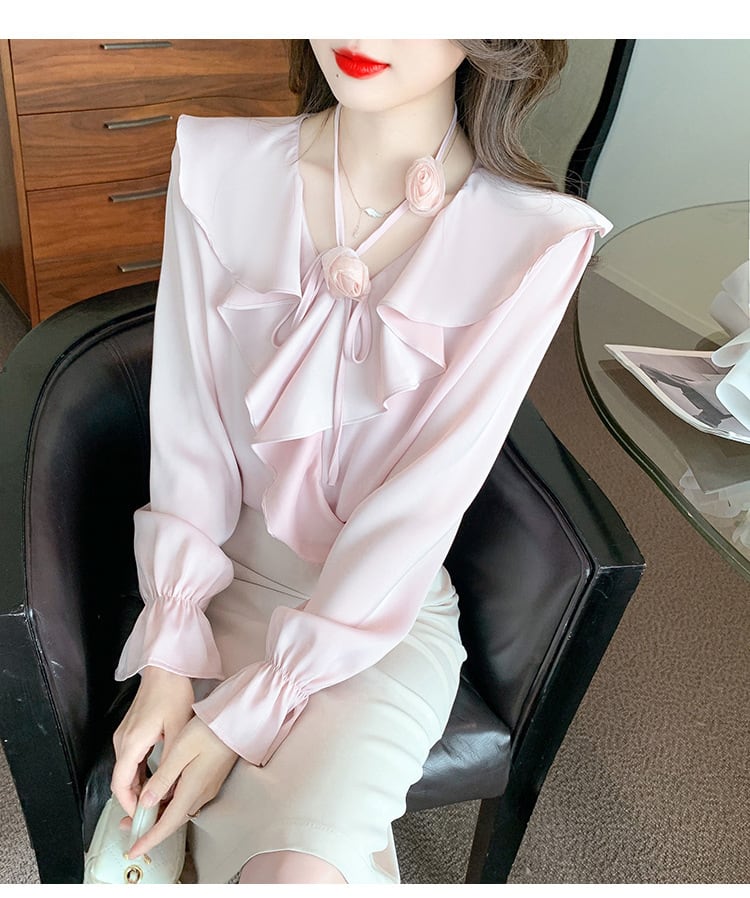 【tops】フリルシャツトップス　M25769