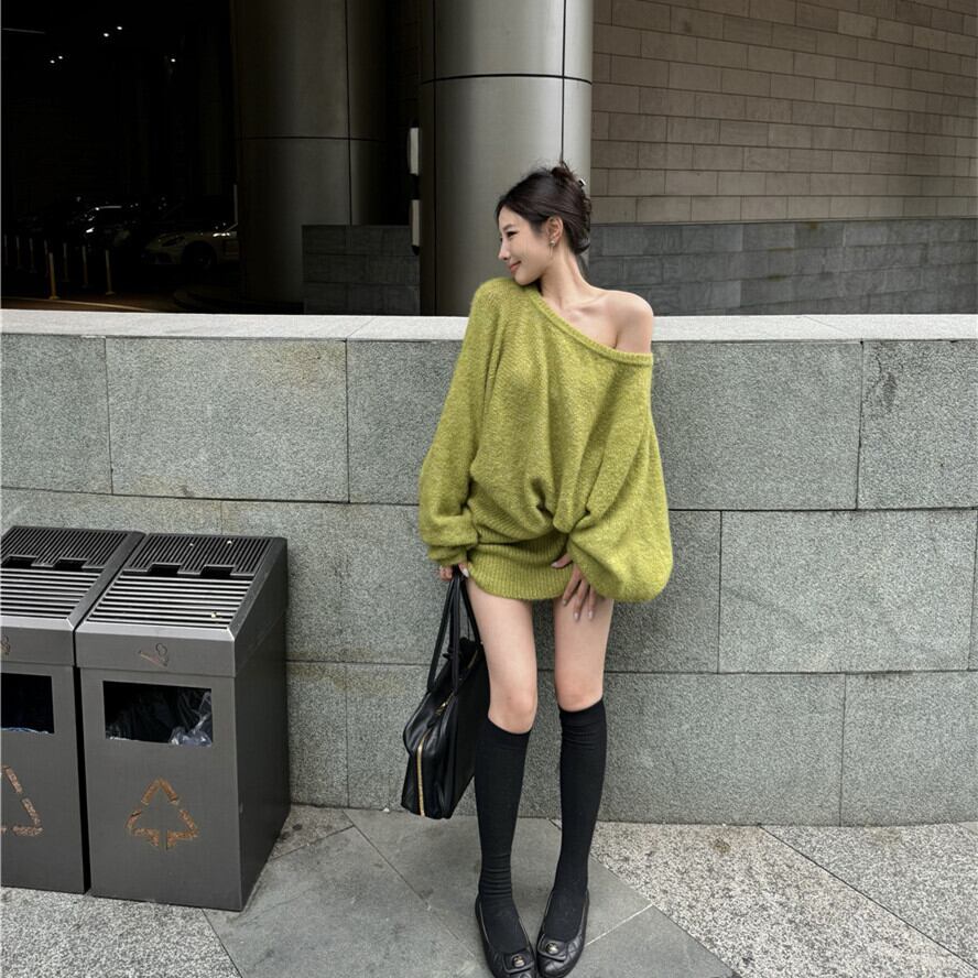 【dress】オフショルダーニットワンピース　M27956