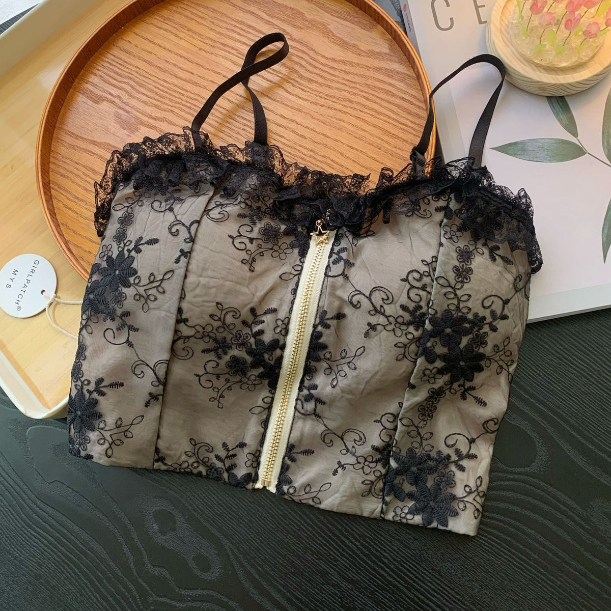 【tops】レースファスナーキャミソール　M29421