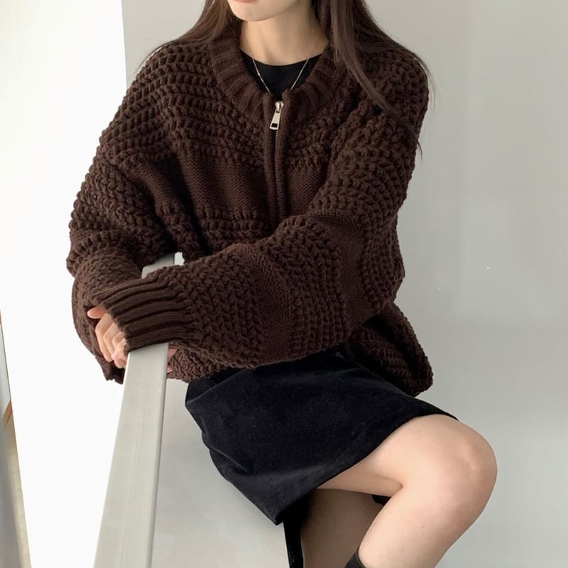 【outer】ニットカーディガン Q7149