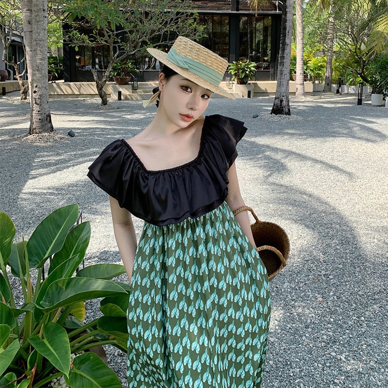 【dress】フリル切り替えワンピース　M25295
