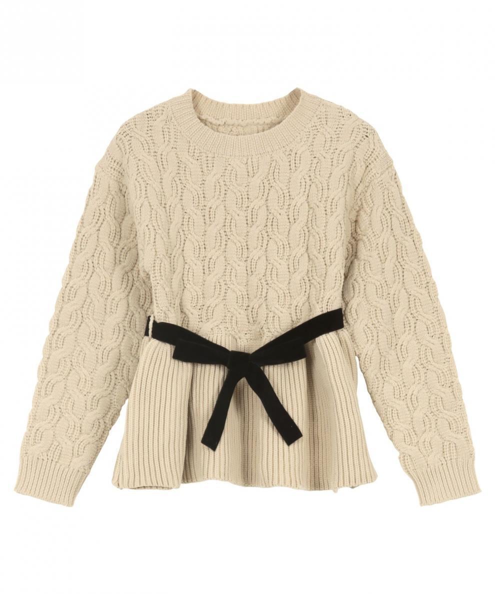 【tops】ペプラムニットセーター　M28783