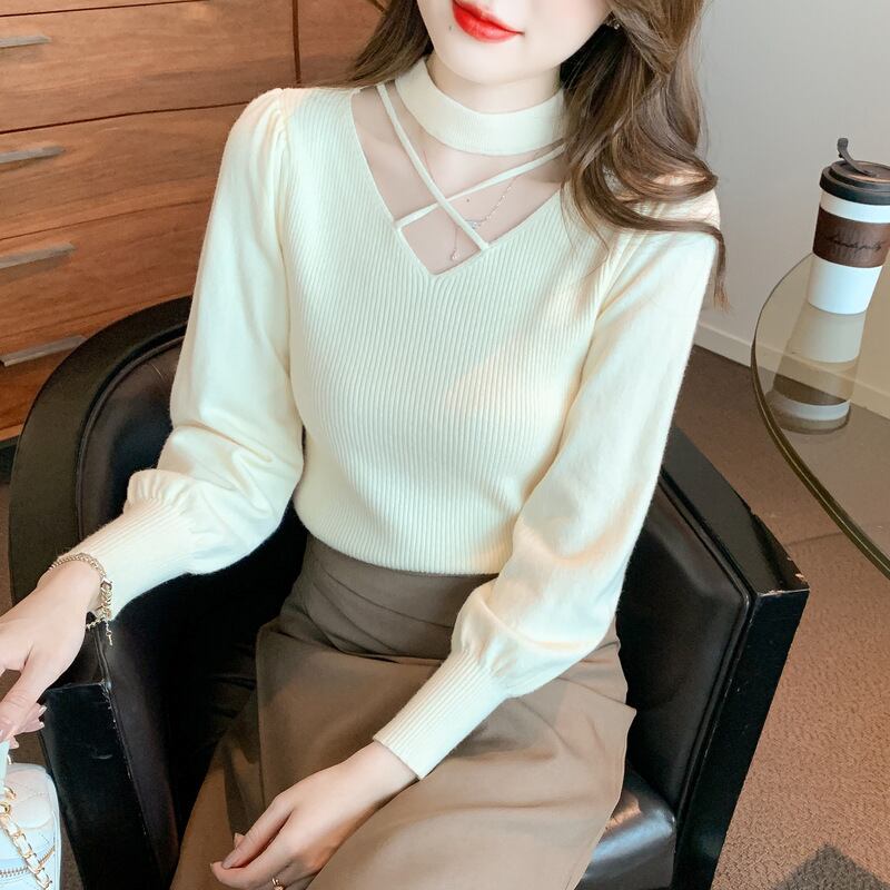 【tops】カットワークニットトップス　M28573