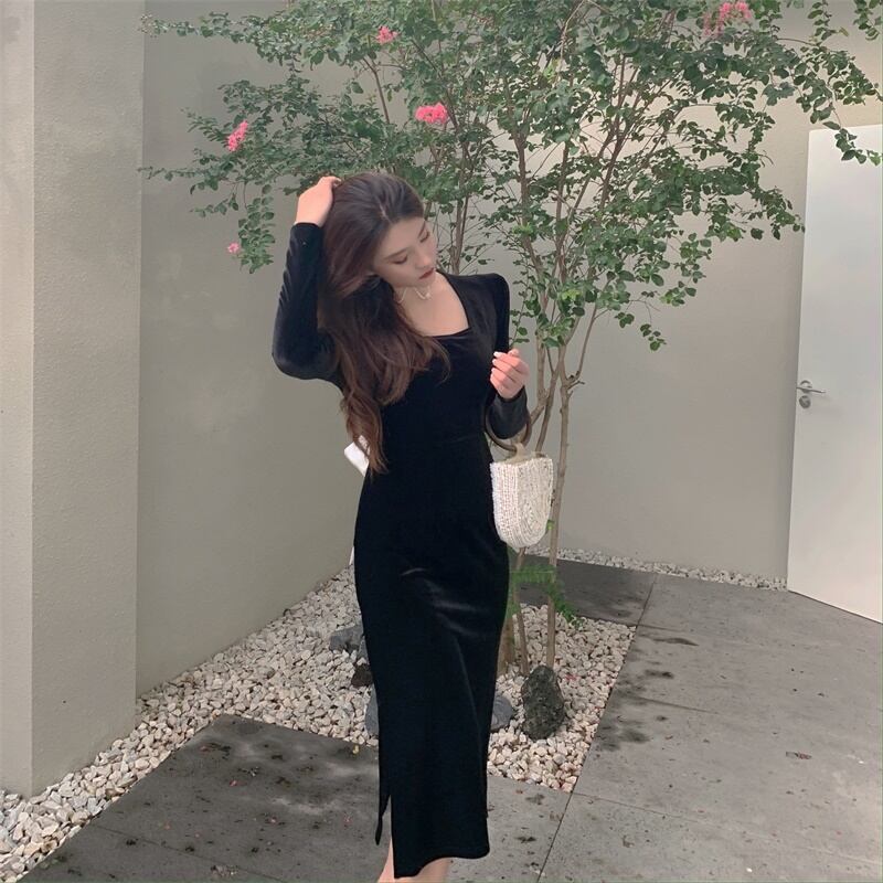 【dress】レトロスウィートフランス風長袖デザインワンピース G2168