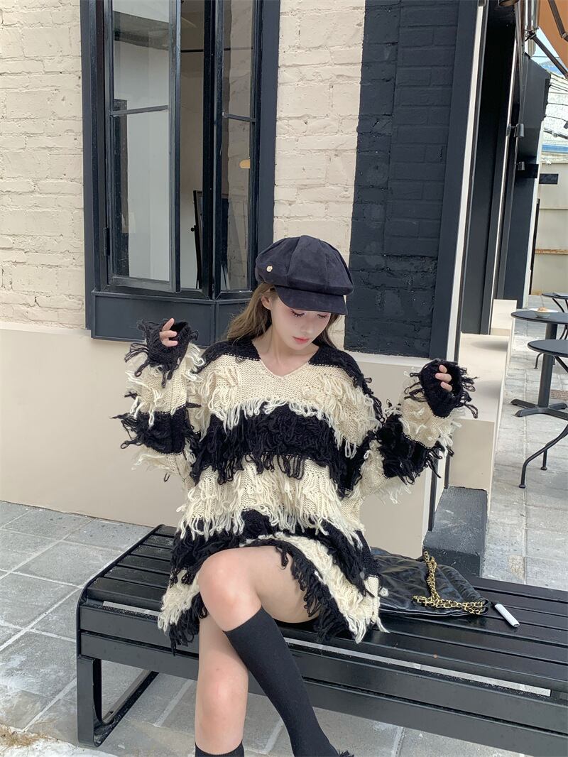【tops】フリンジニットセーター　M19184