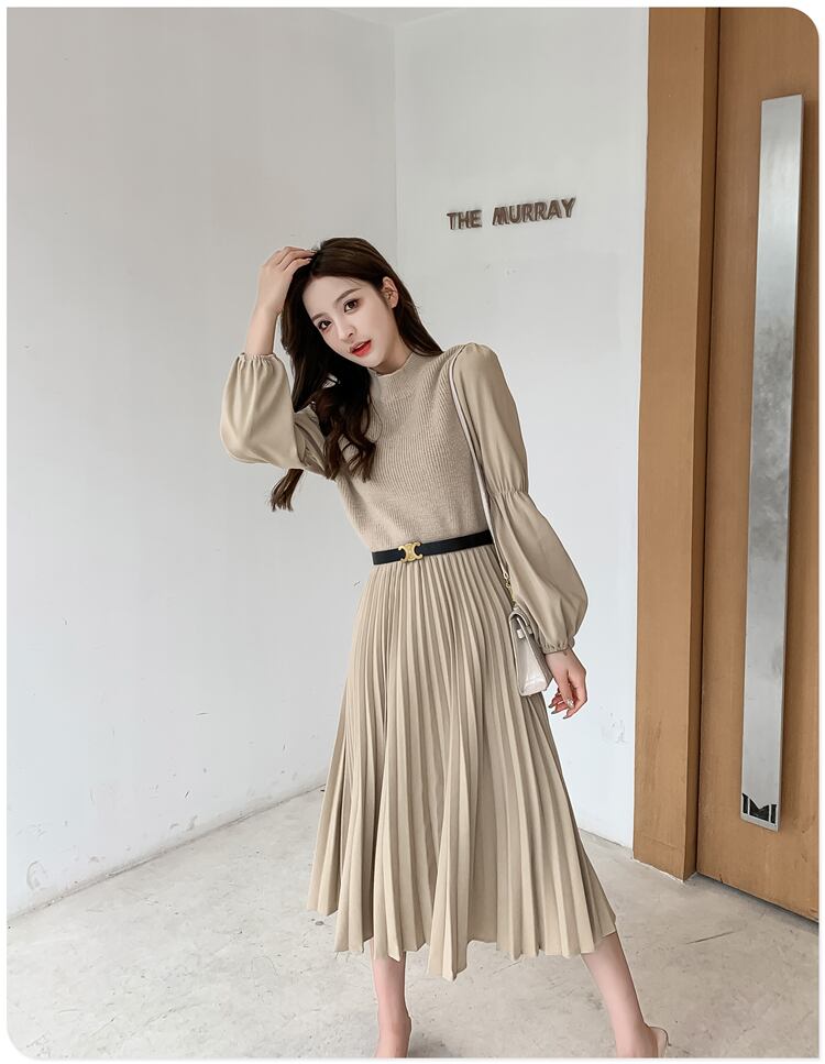 【dress】高級感 秋気質満点長袖高品質フランス風デザインワンピース G2235