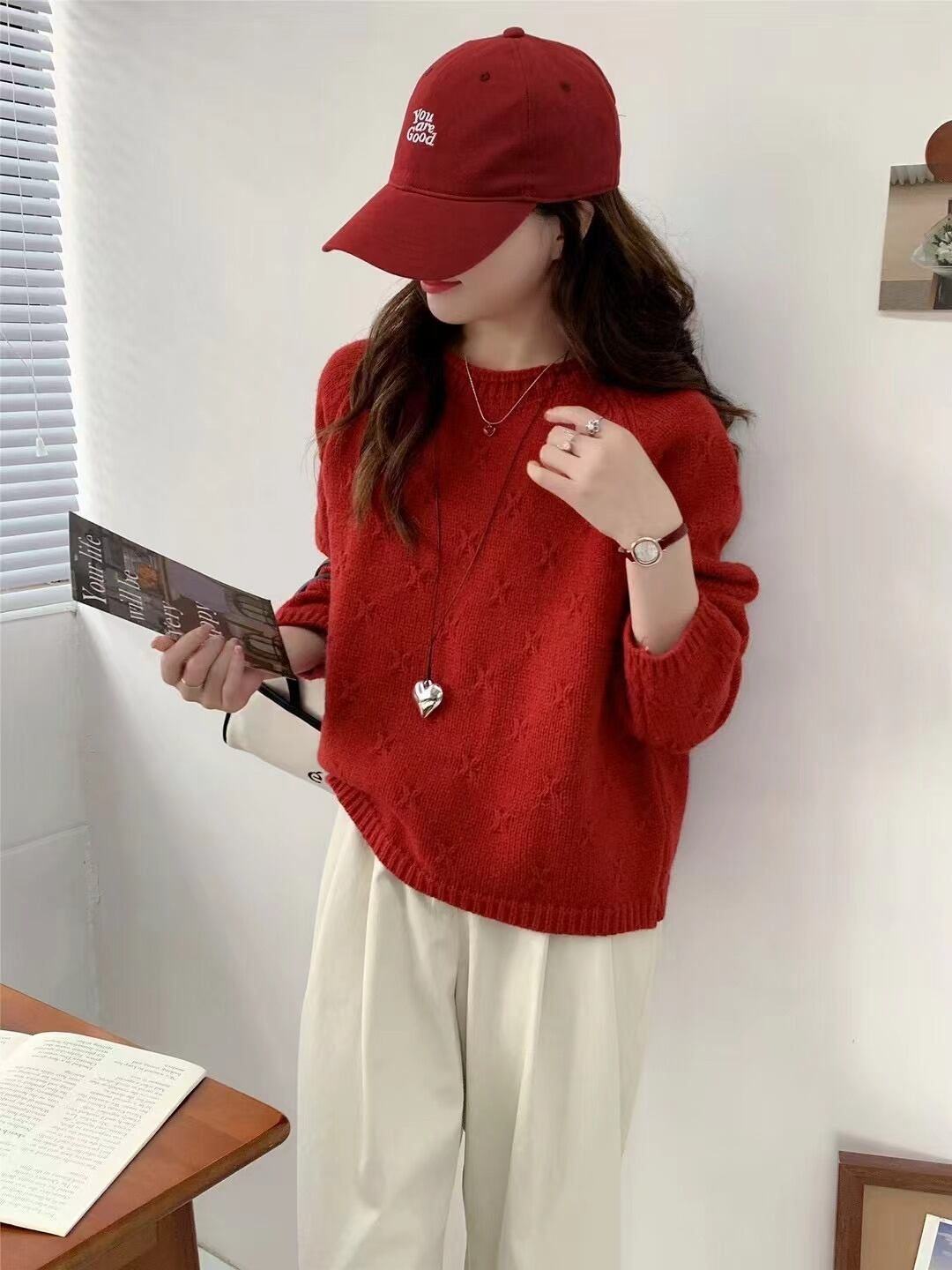 【tops】クルーネックニットセーター　M28609