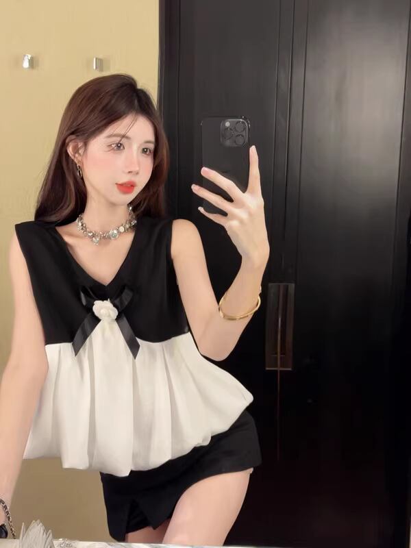 【tops】VネックペプラムタンクトップF7085