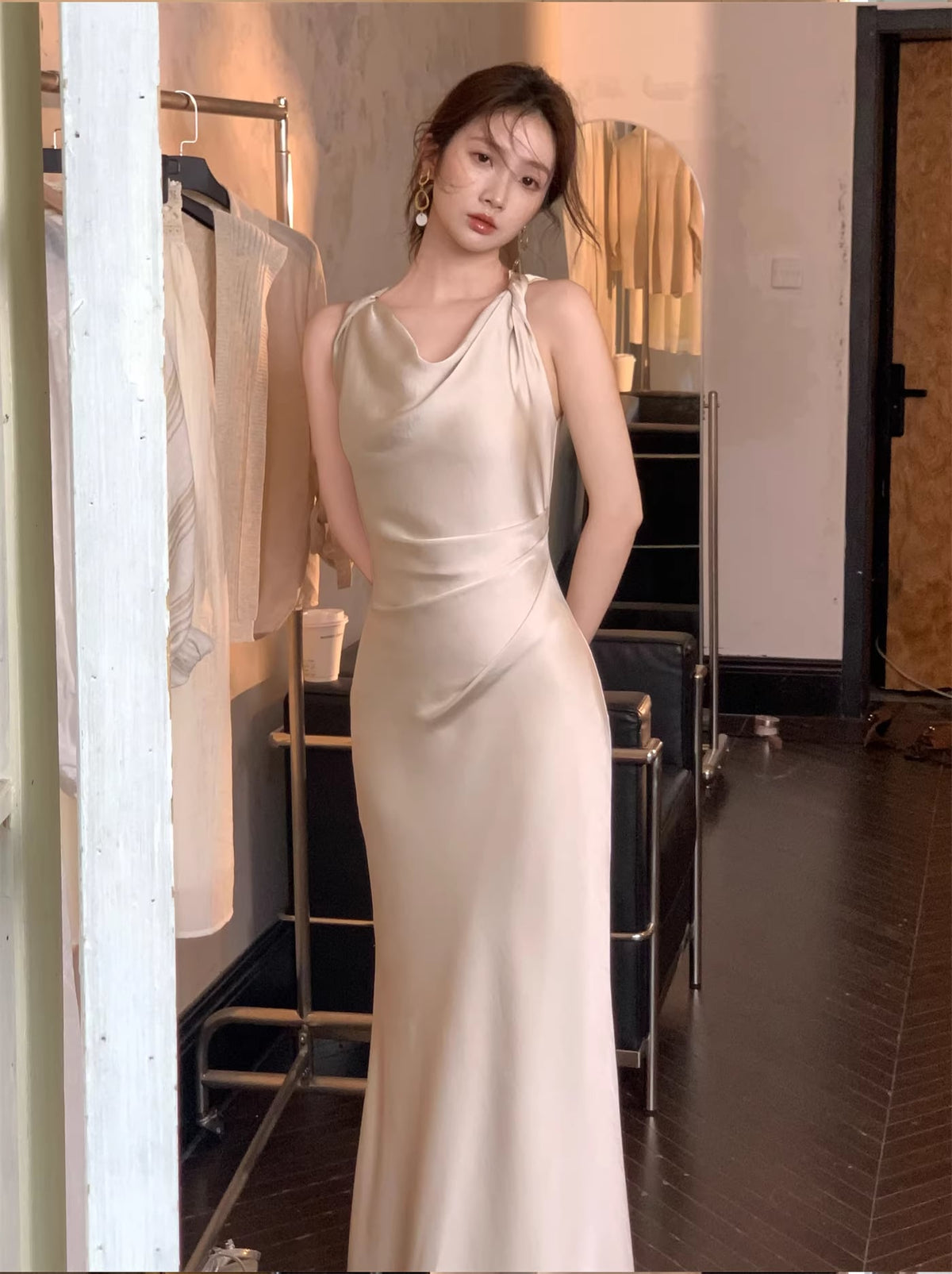 【dress】ノースリーブロングワンピース Q7983