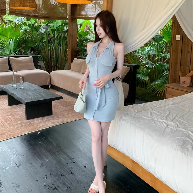 【dress】ノースリーブミニワンピース Q8348