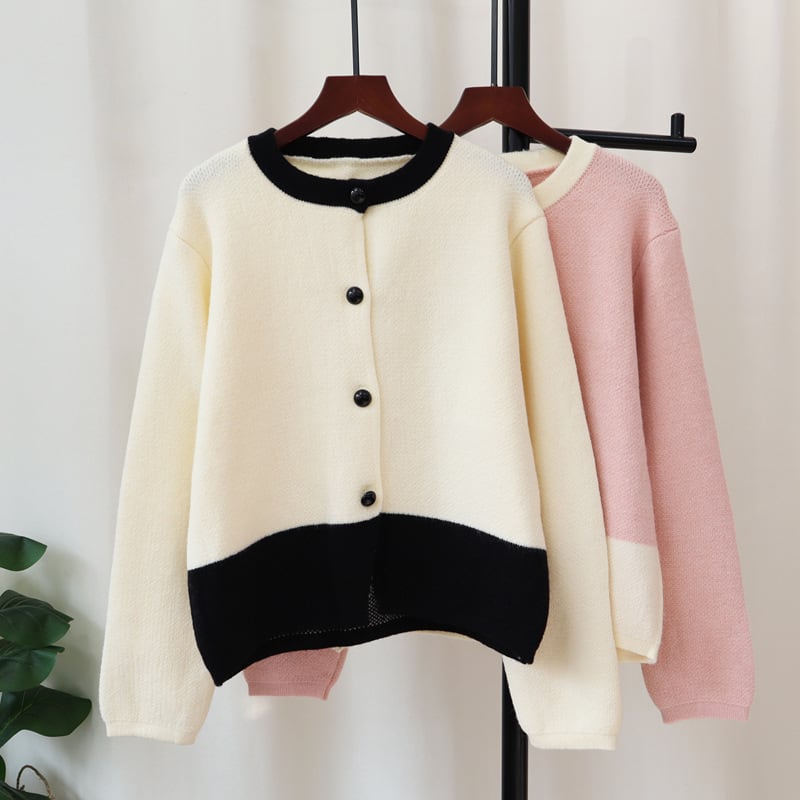 【outer】配色ニットカーデ　M28518