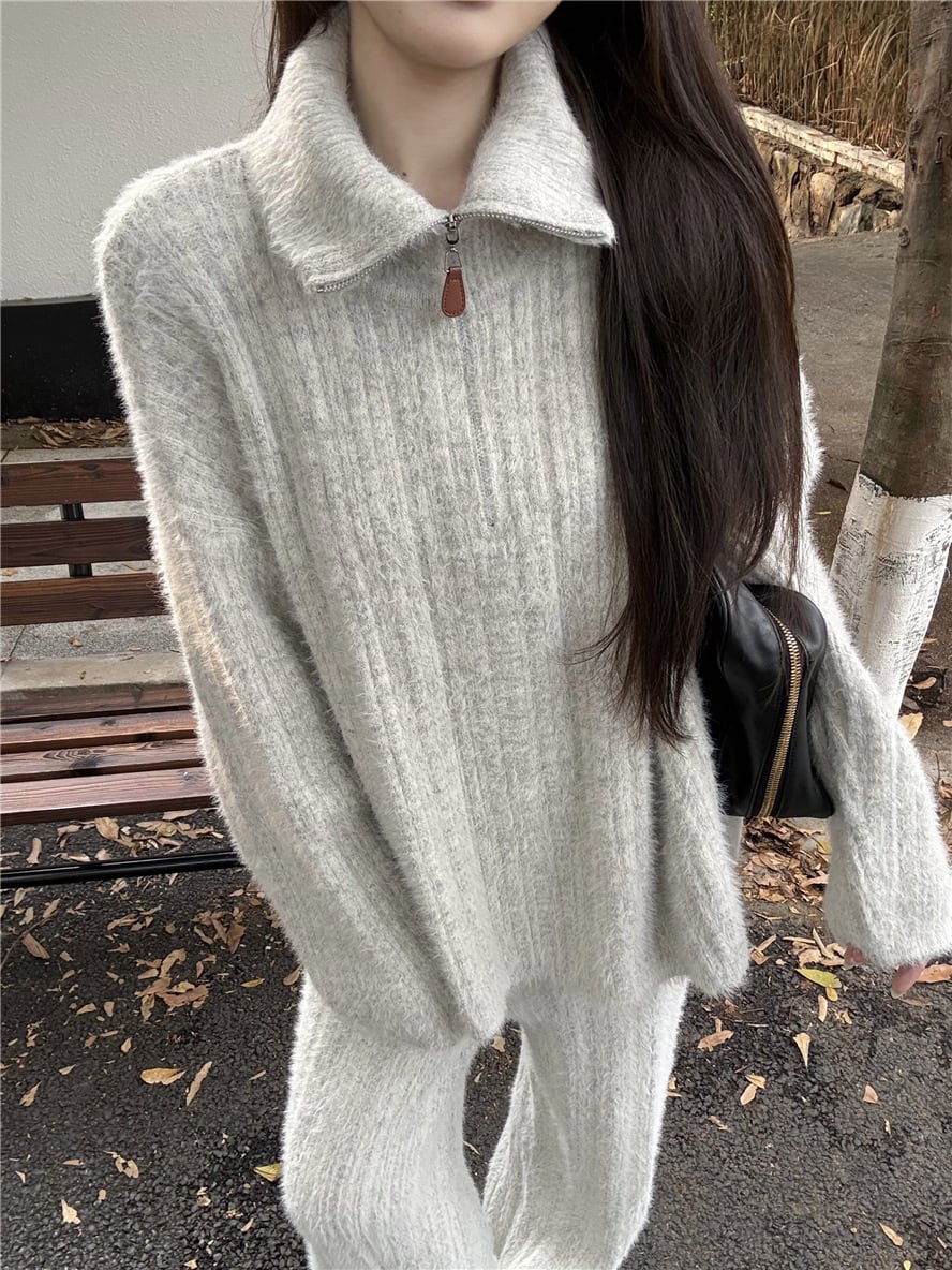 【set】ニットセーター×ワイドパンツセット　M28531