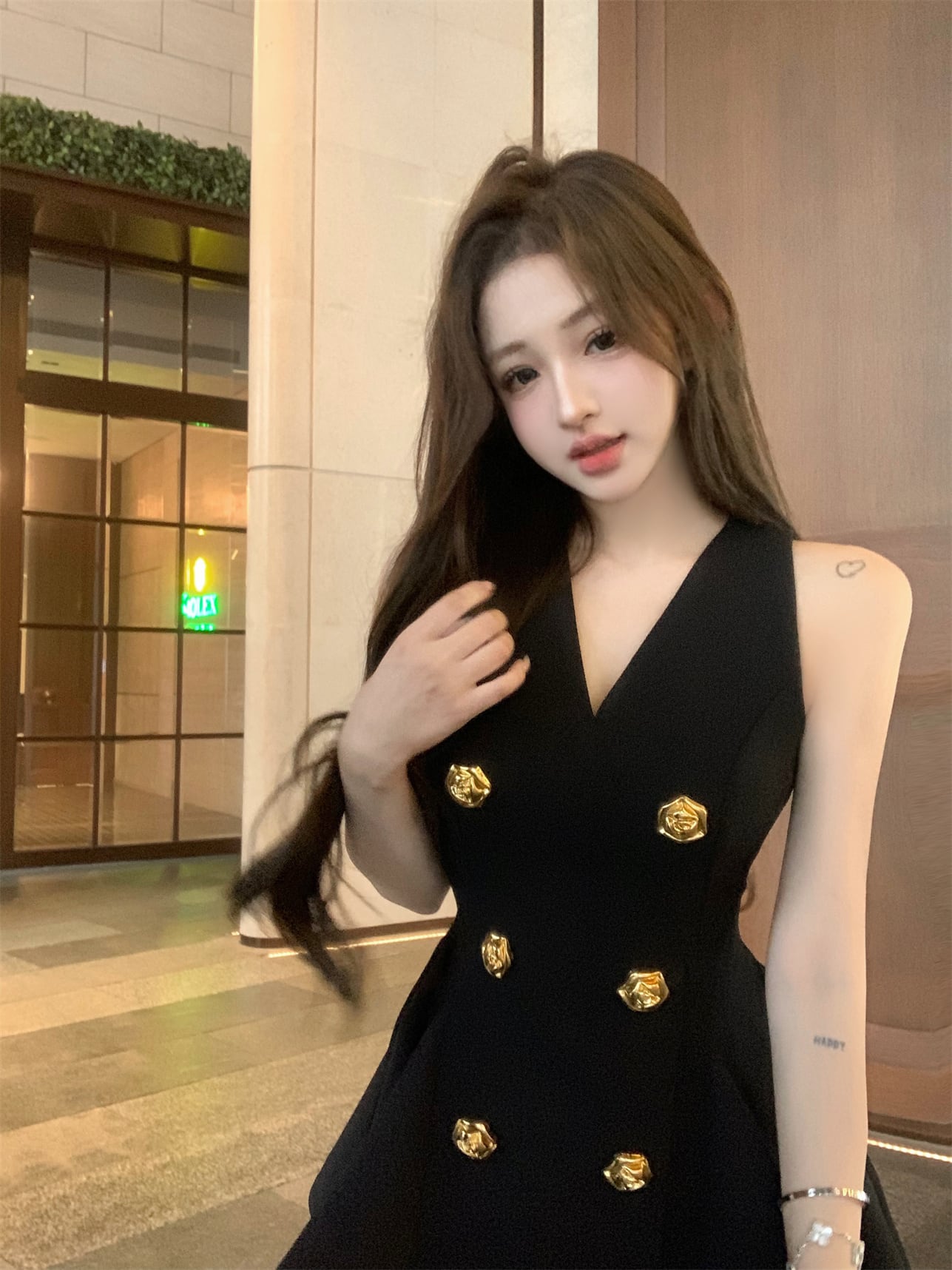 【dress】Vネックノースリーブワンピース　M29828