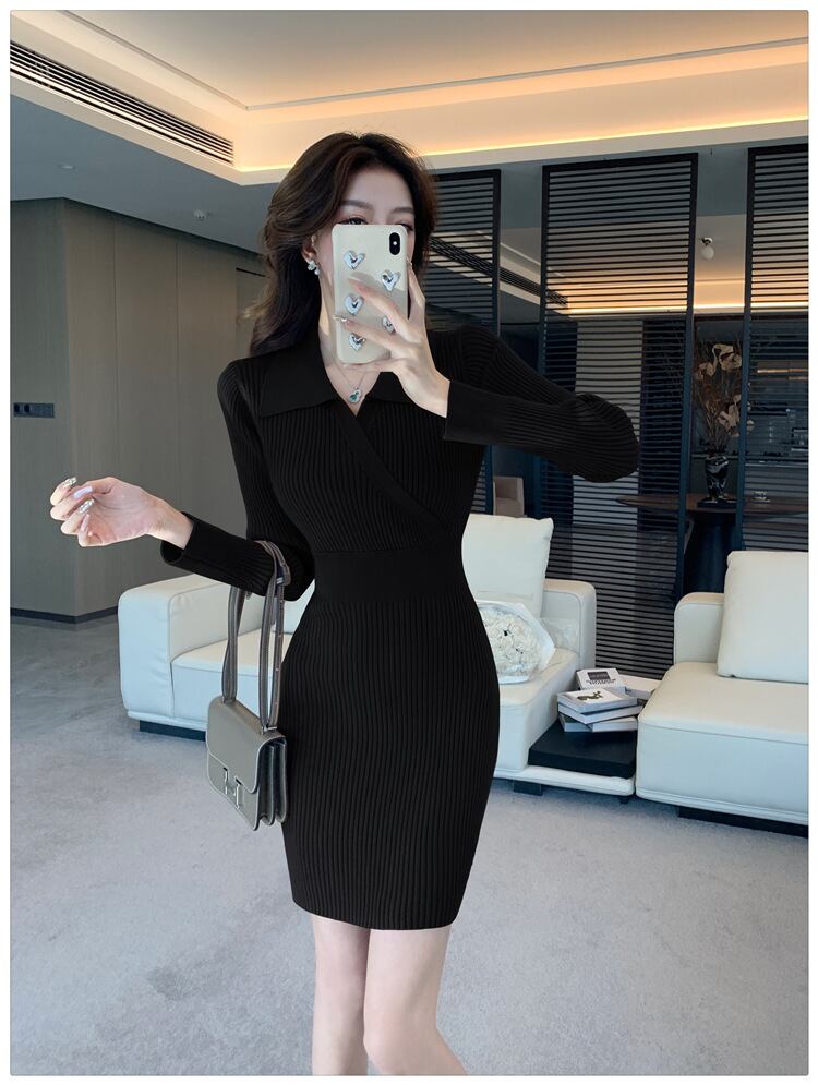 【dress】POLOネックニットワンピース　M28227