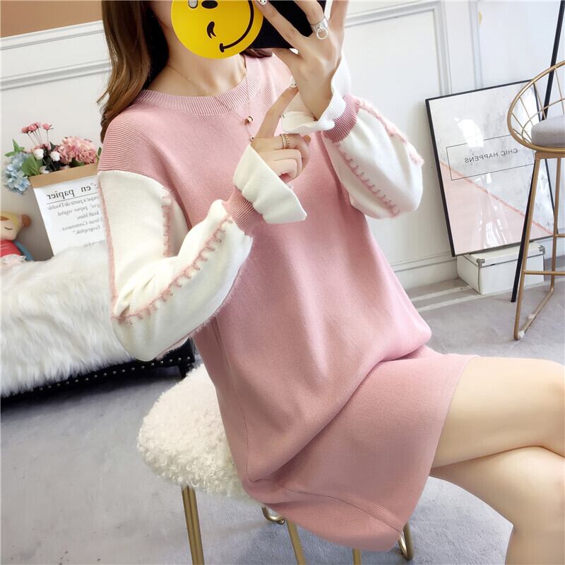 【dress】美人度アップ!気質満点スウィートスカラップスリーブ厚手ニットワンピース G3284