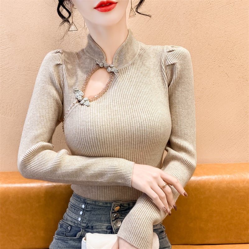【tops】ビジューニットトップス　M28708