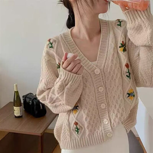 【outer】Vネックニットカーデ　M18828