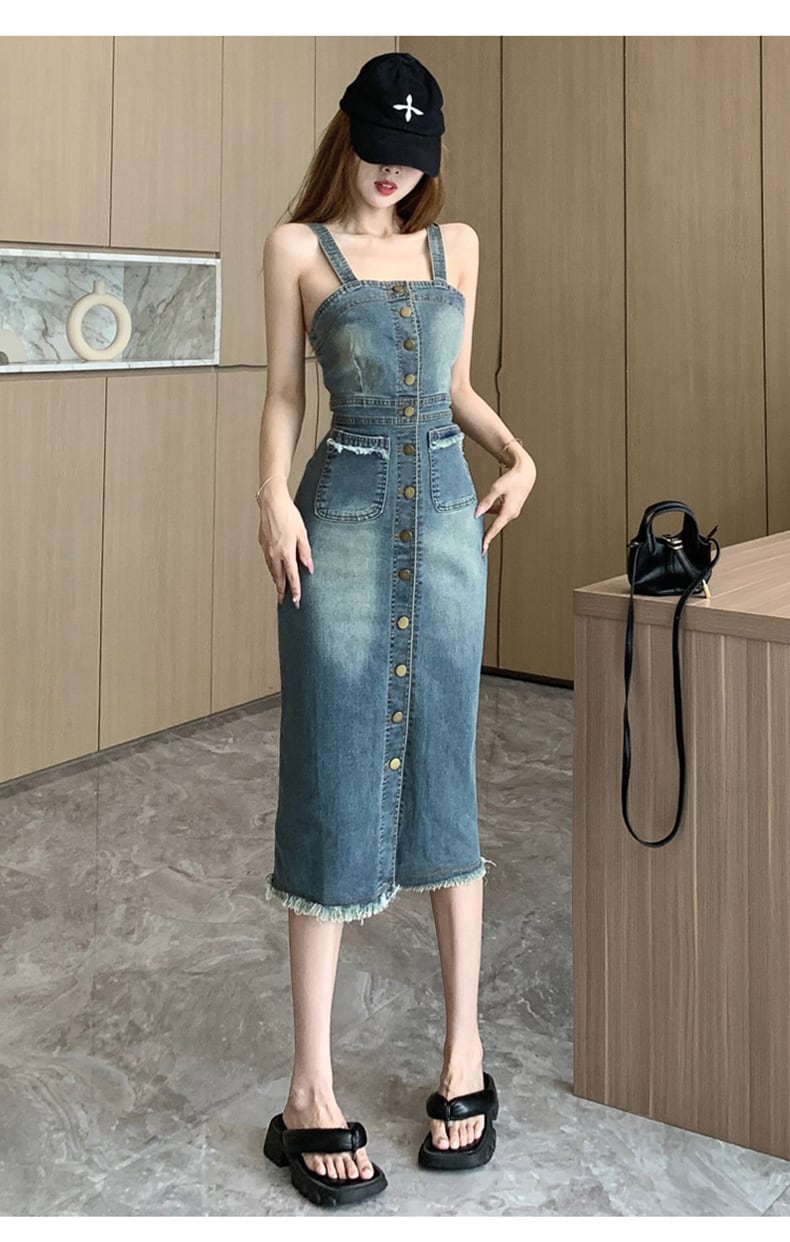 【dress】デニムサロペットワンピース　M24636