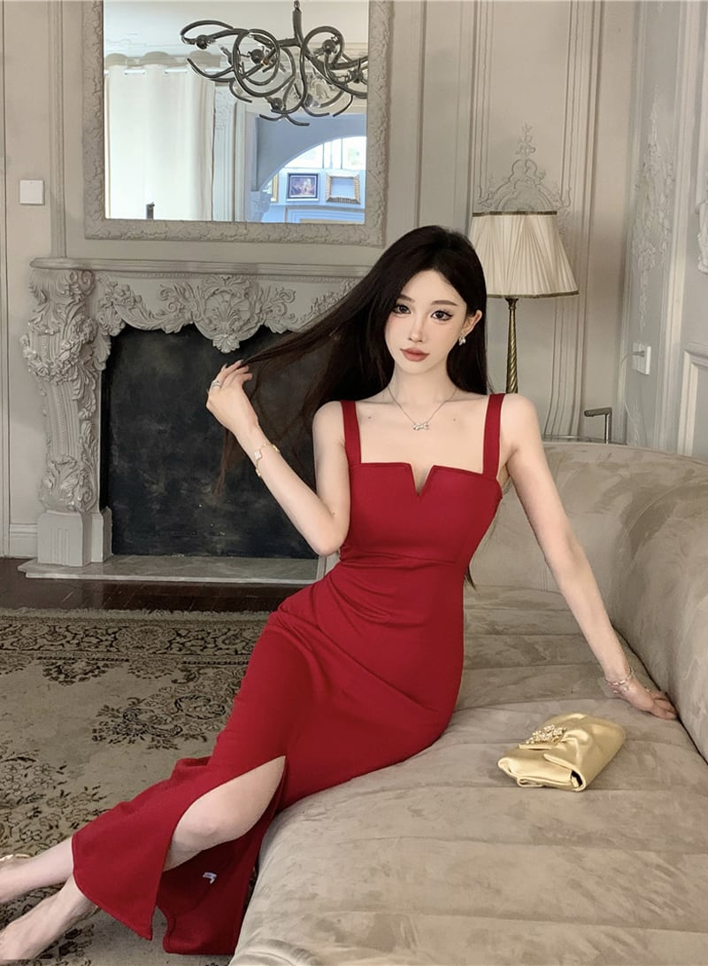 【dress】スリットキャミワンピース Q8084