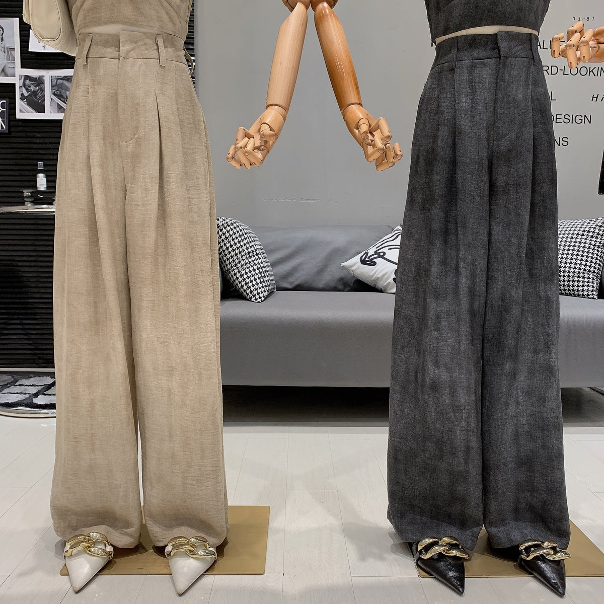 【set】Vネックトップス×ワイドパンツセット　M24991