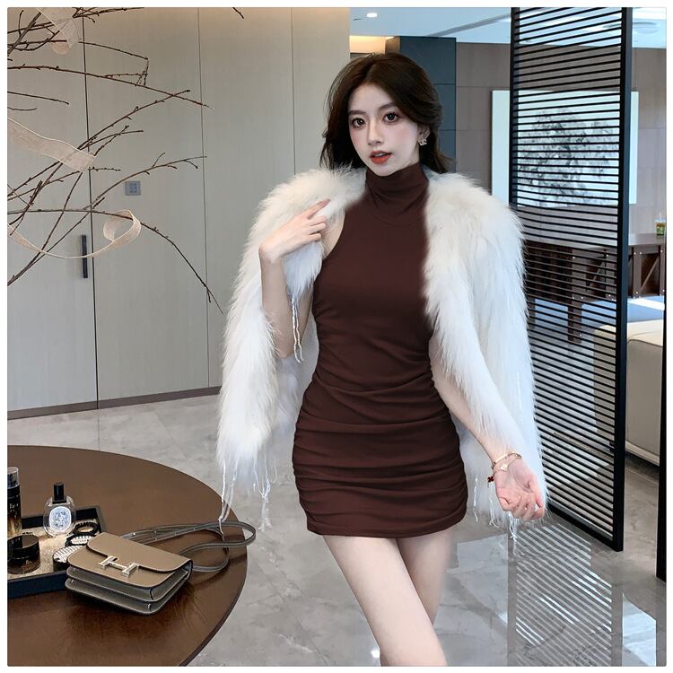【dress】ノースリーブ裹起毛ワンピース　M28104