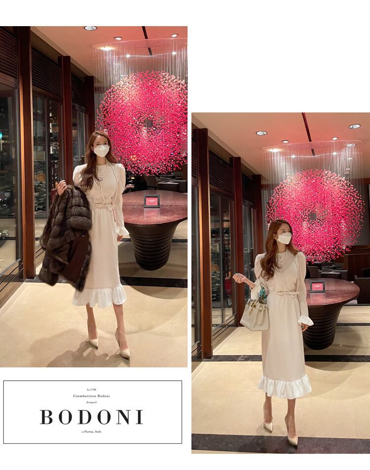 【dress】フリルドッキングワンピース　M18726