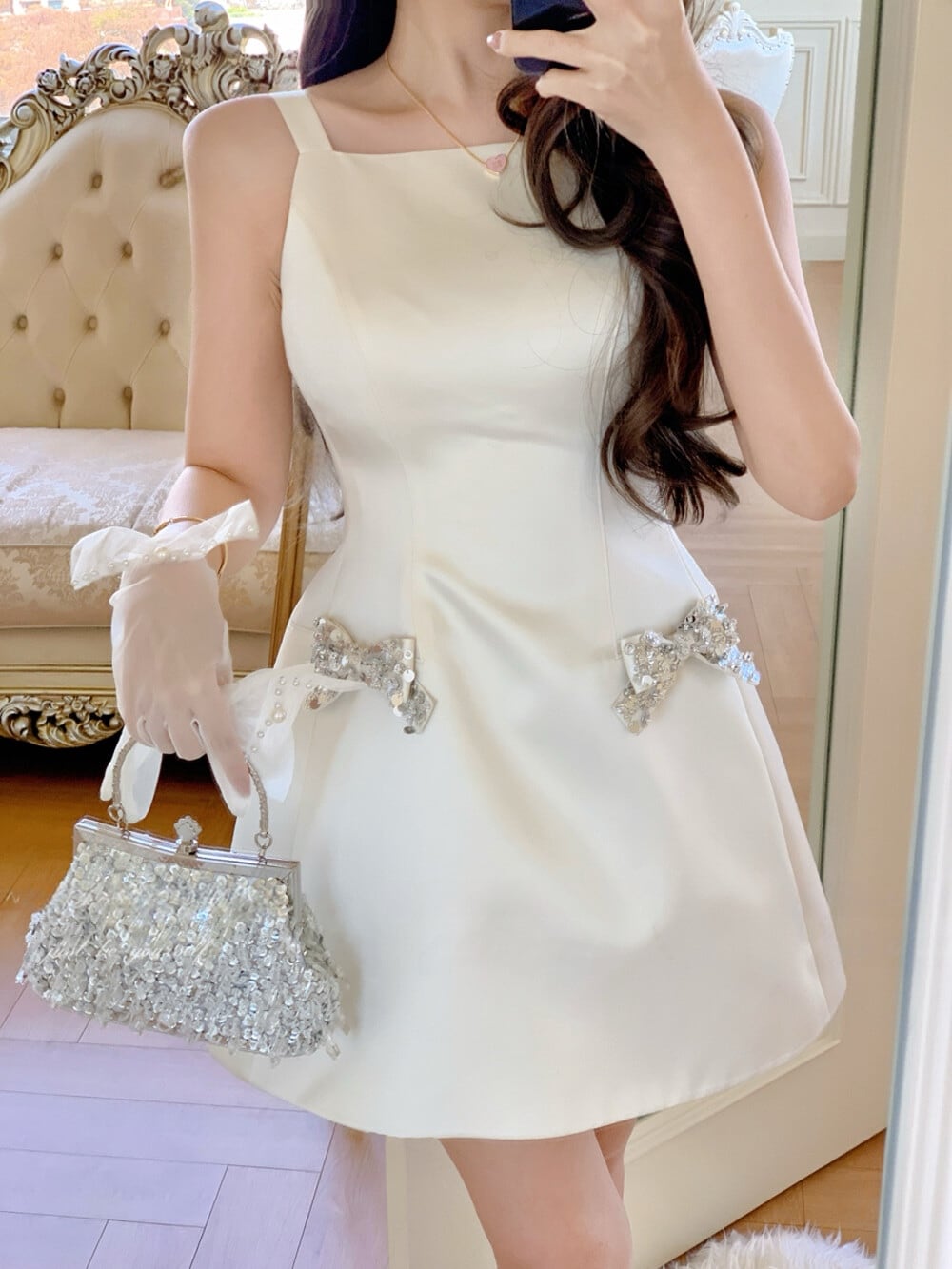 【dress】リボンミニワンピース　N3533