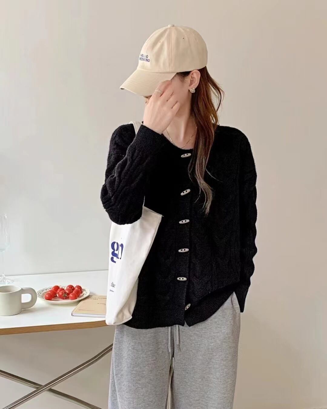 【outer】クルーネックニットカーデ　M18709