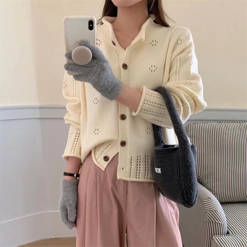 【outer】カットワークニットカーデ　M25612