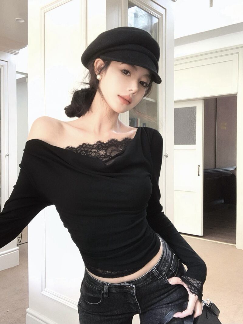 【tops】レース切り替えトップス　M28268