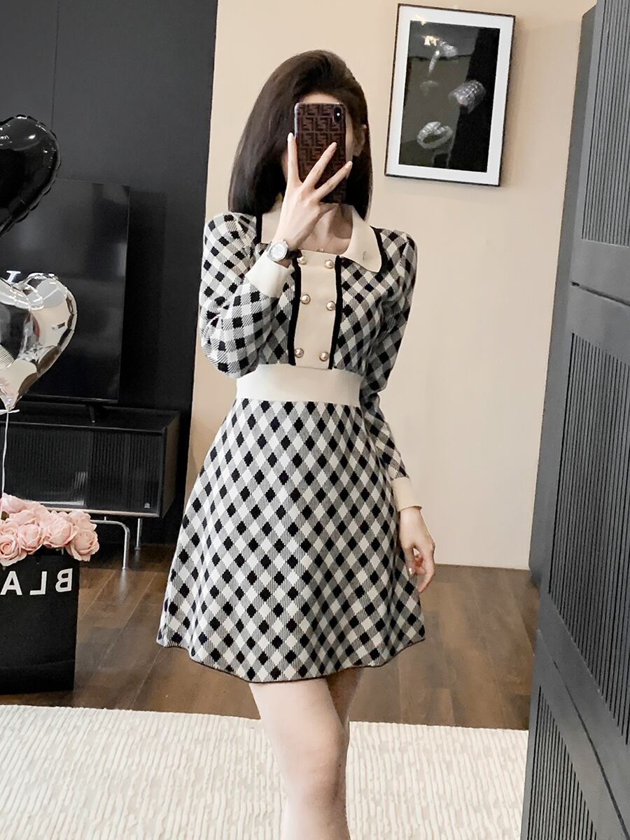 【dress】大人らしい エレガントニットワンピース　M17506