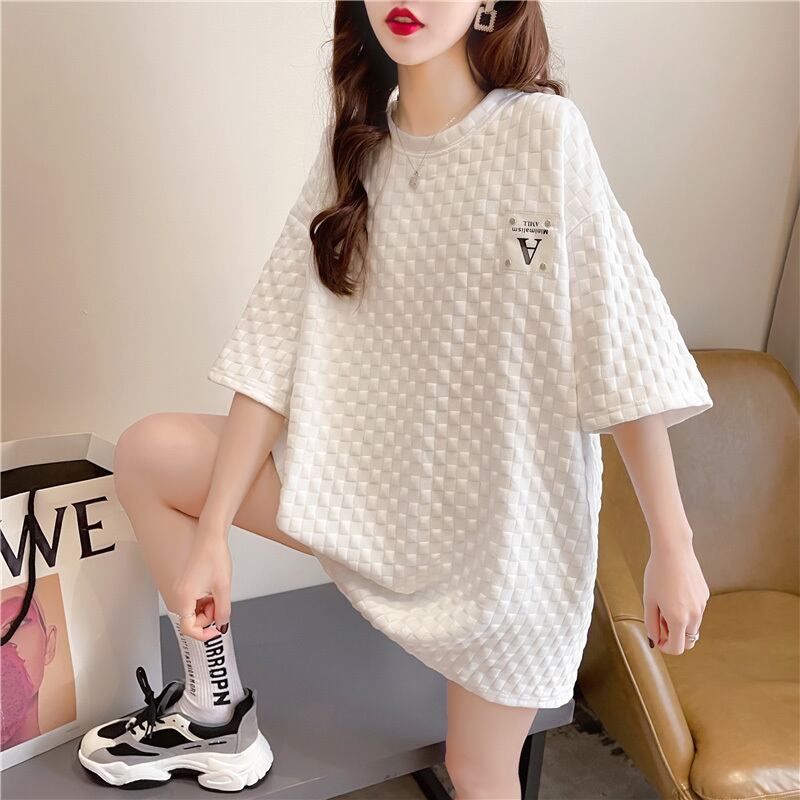 【tops】韓国ファッション半袖ラウンドネック英字柄ファッションゆったり着回しTシャツF0043