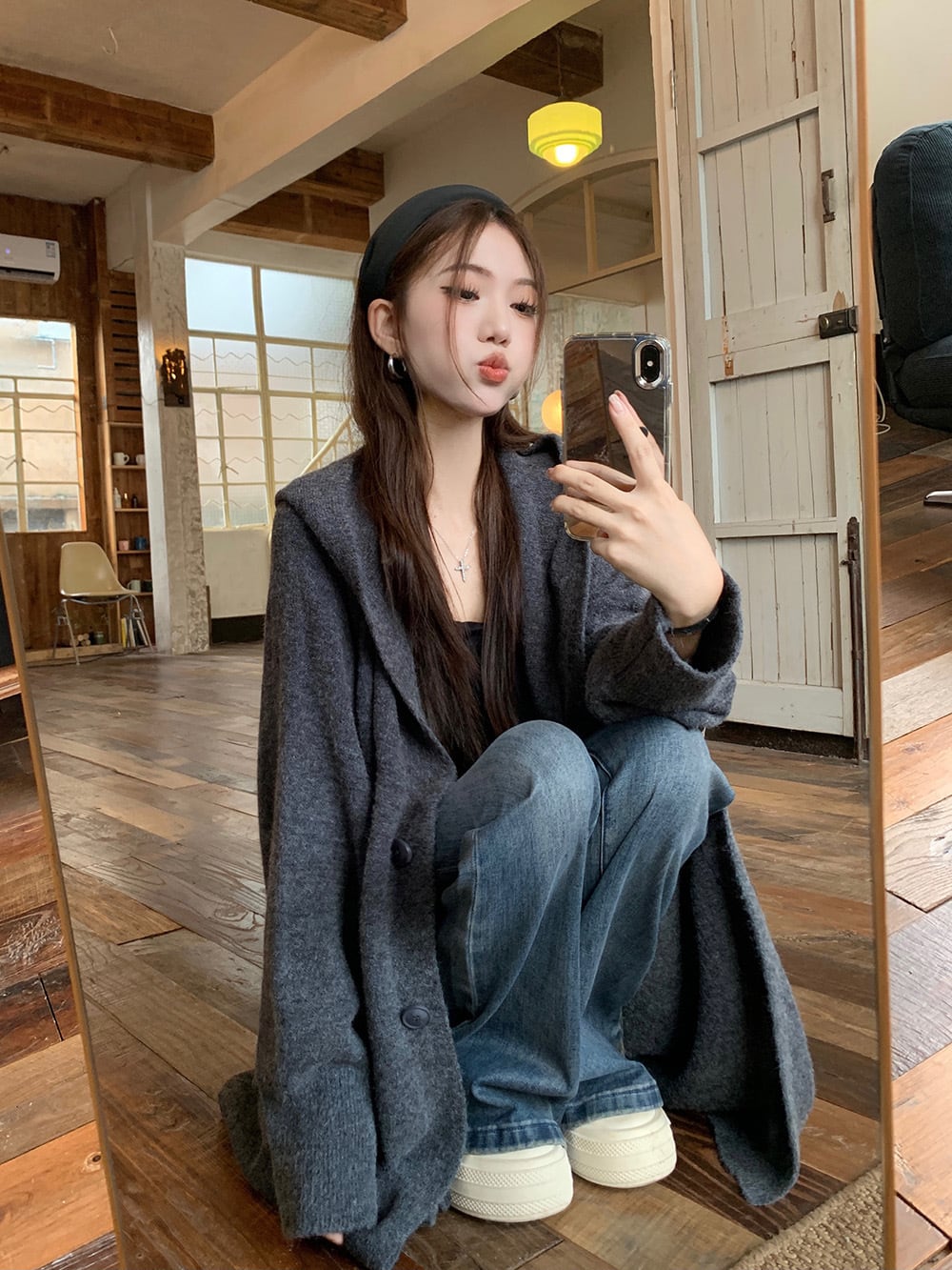 【outer】ロング丈ニットカーデ　M26335