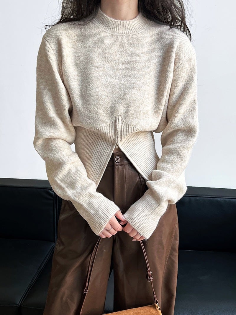 【tops】ファスナーニットセーター　M25667