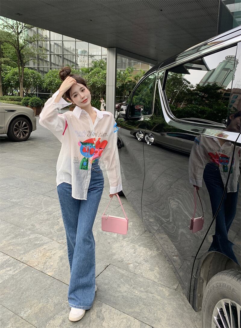 【tops】プリント薄手ブラウスG20368