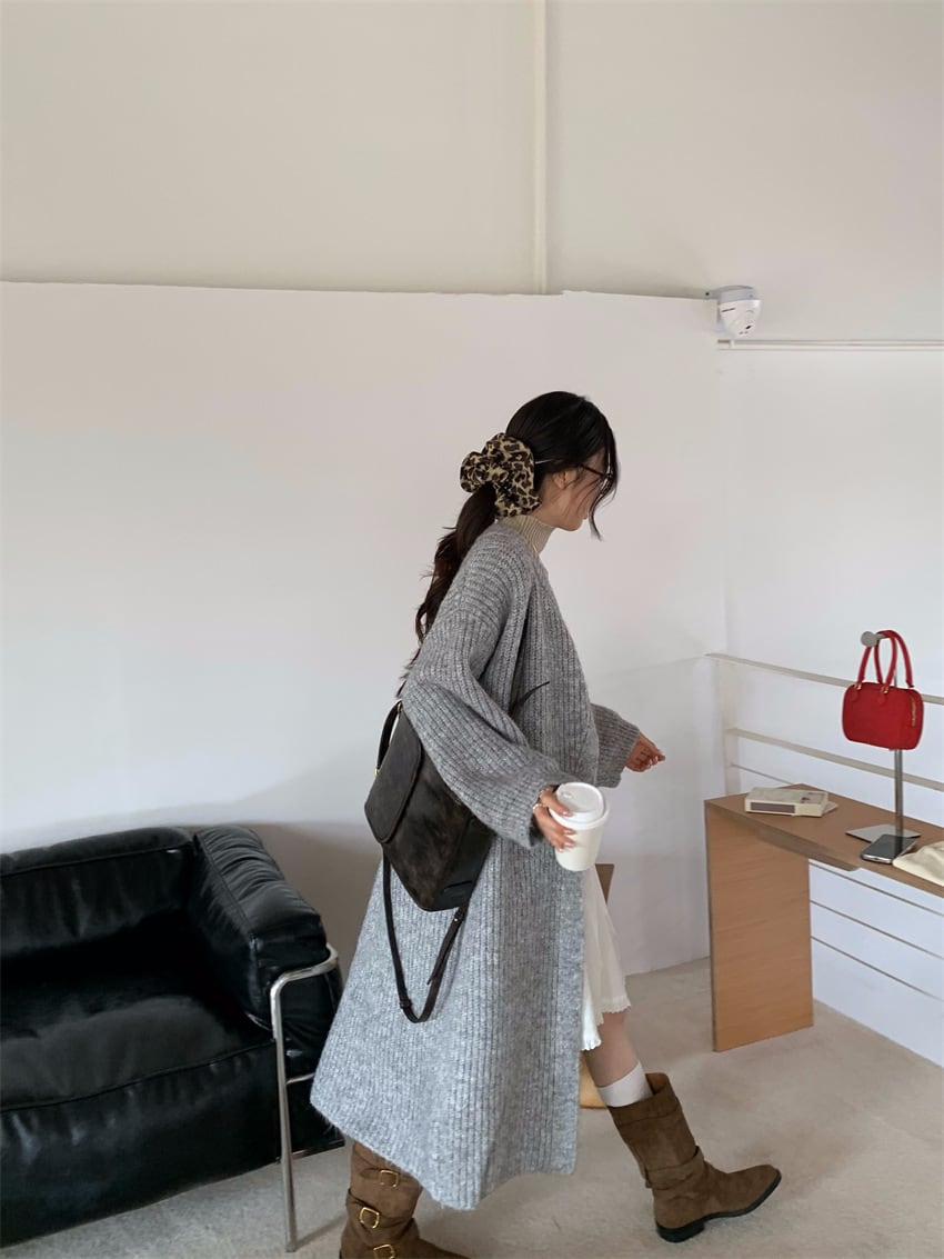 【outer】ロング丈ニットカーデ　M28394