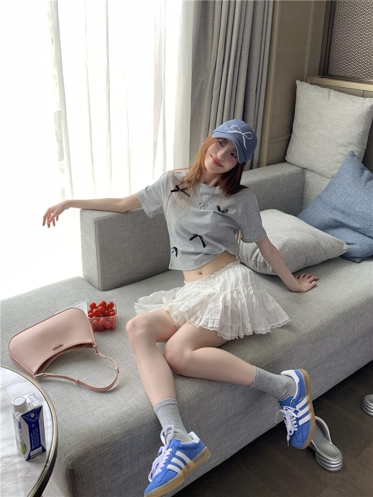【tops】リボン付きTシャツ　M24440