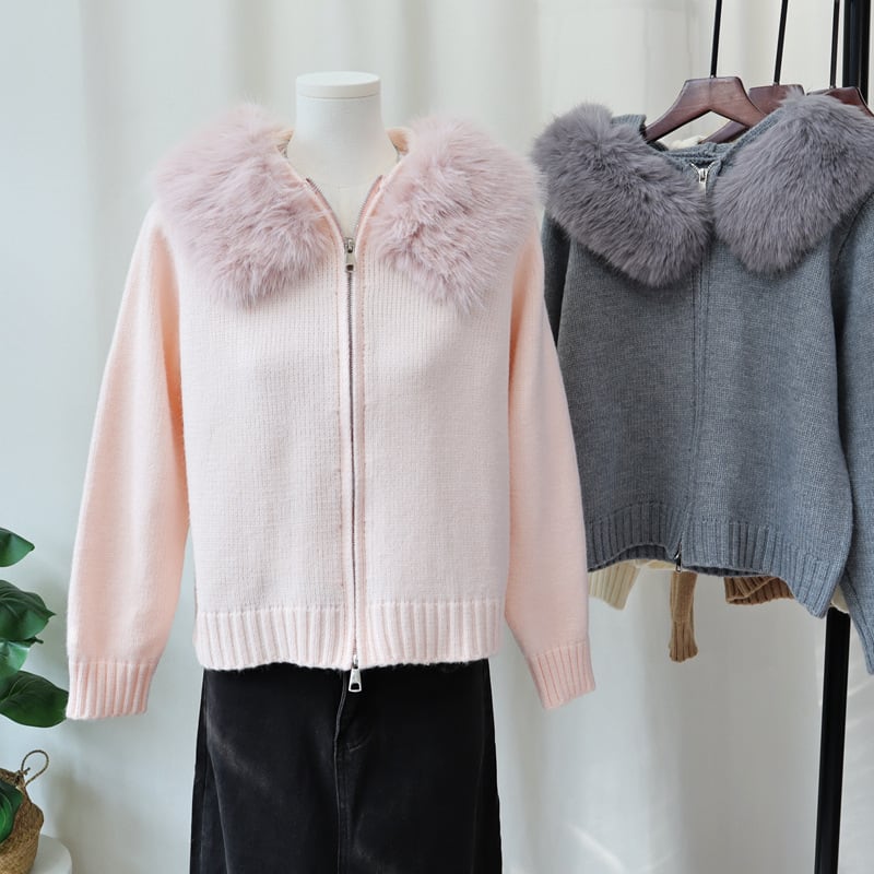 【outer】フードファーニットカーデ　M27632