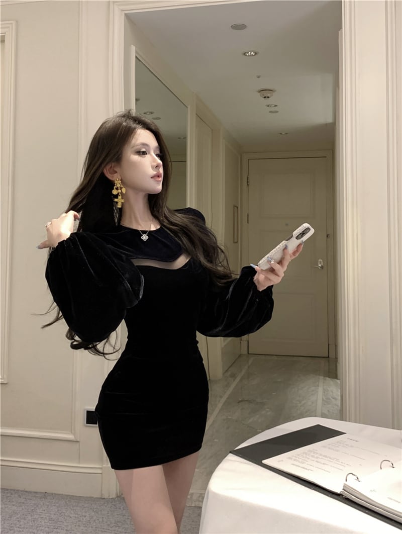 【dress】チュールドッキングミニワンピース　N2952