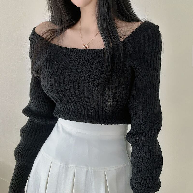 【tops】ランタンスリーブニットトップス　M18652