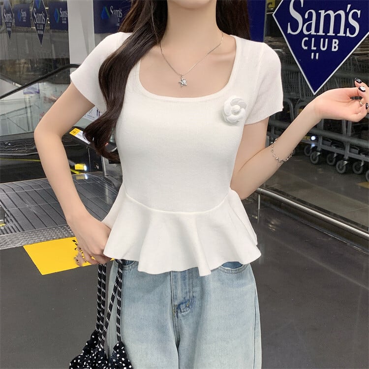 【tops】立体フラワーニットトップス　M24585