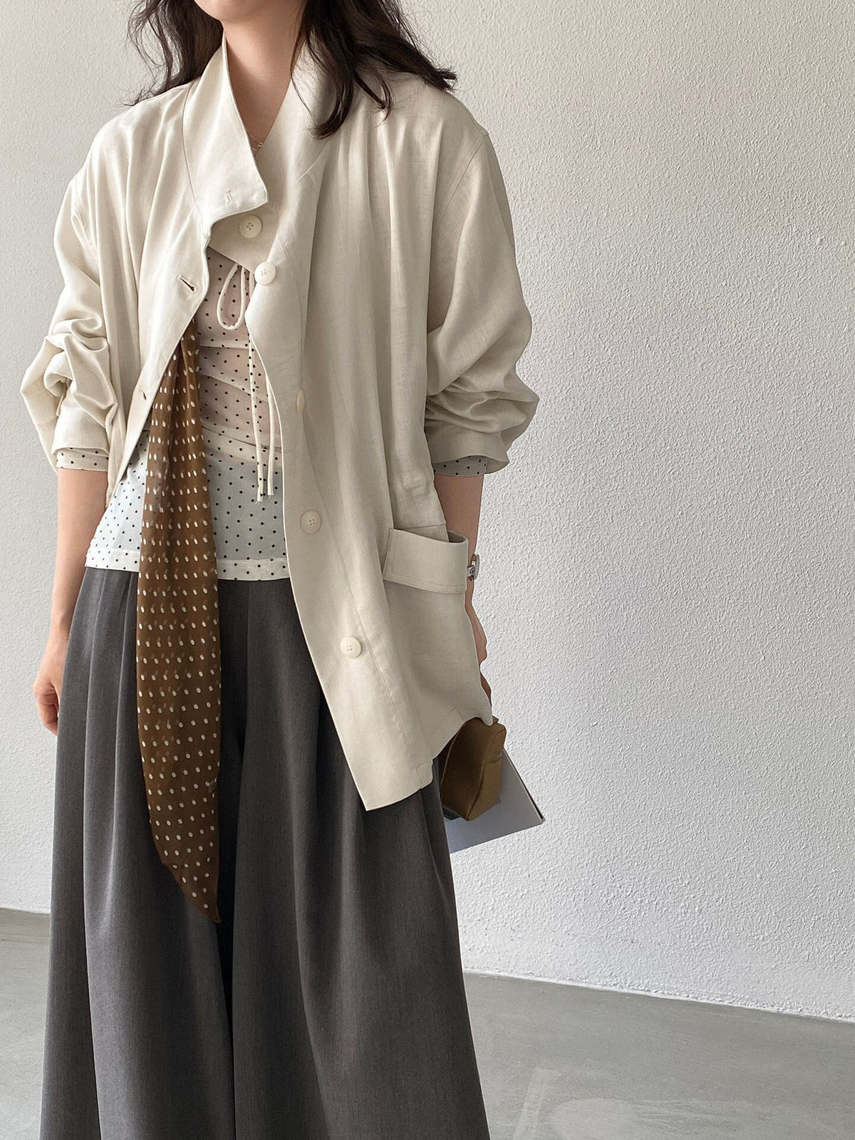 【outer】リネンコート Q8245