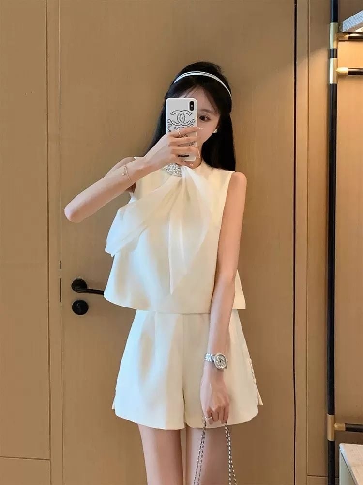 【set】ボウタイタンクトップ+ショートパンツ2点セットF7306