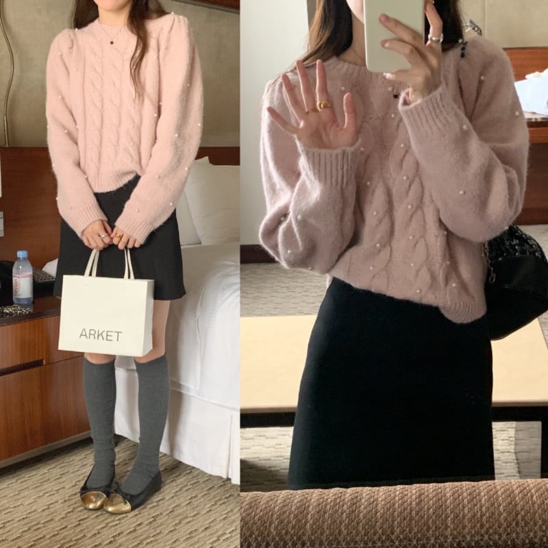 【tops】クルーネックニットセーター　M19019
