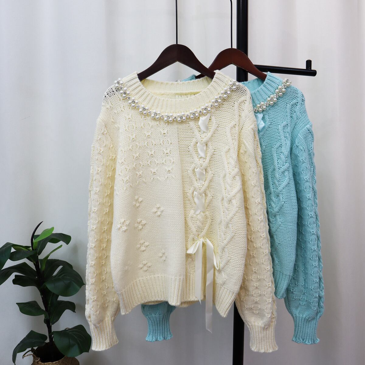 【tops】パールニットセーター　M18795