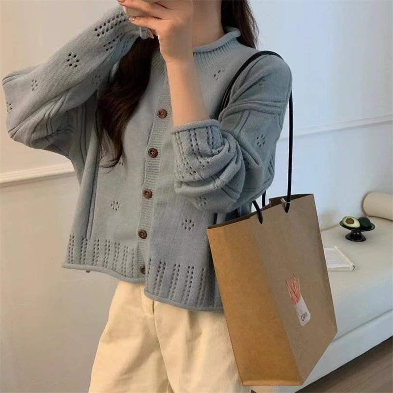 【outer】カットワークニットカーデ　M25612