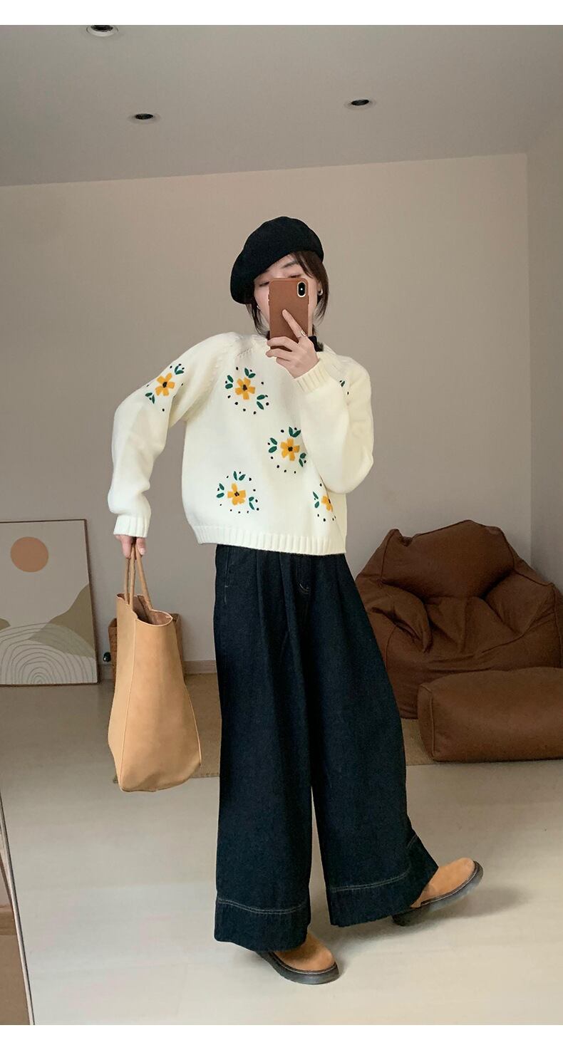 【tops】刺繍ニットセーター　M19120