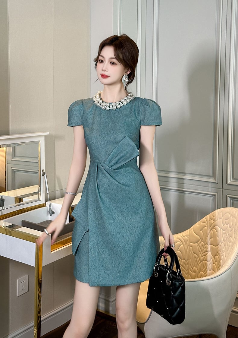 【dress】パールリボン付きワンピース　M24042