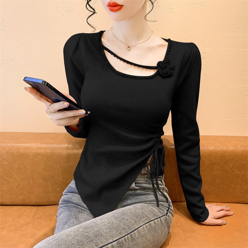 【tops】ビジュー不規則 イレギュラーニットトップス　M28665