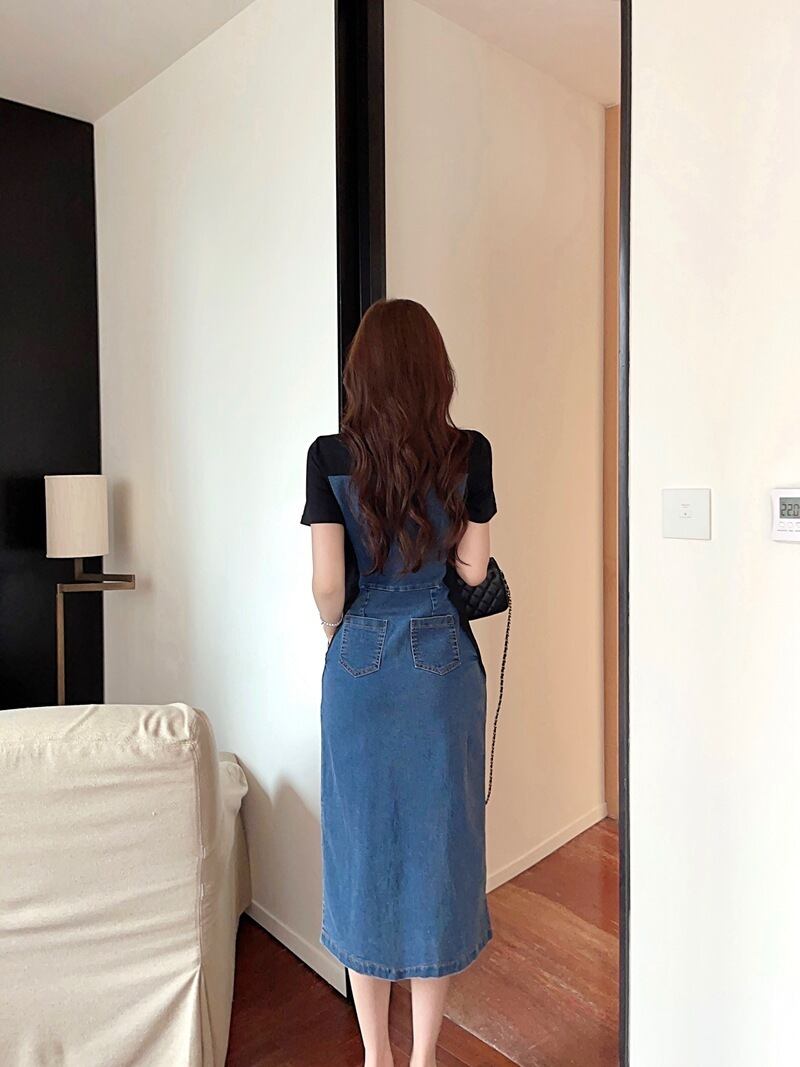 【dress】偽二つ切り替えデニムワンピース G21386
